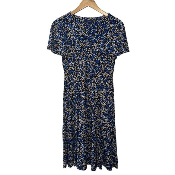 Chaps Dress Women Size S Blue Polka Dot Babydoll Midi Flutter Sleeve Cottage Y2K - Picture 1 of 5